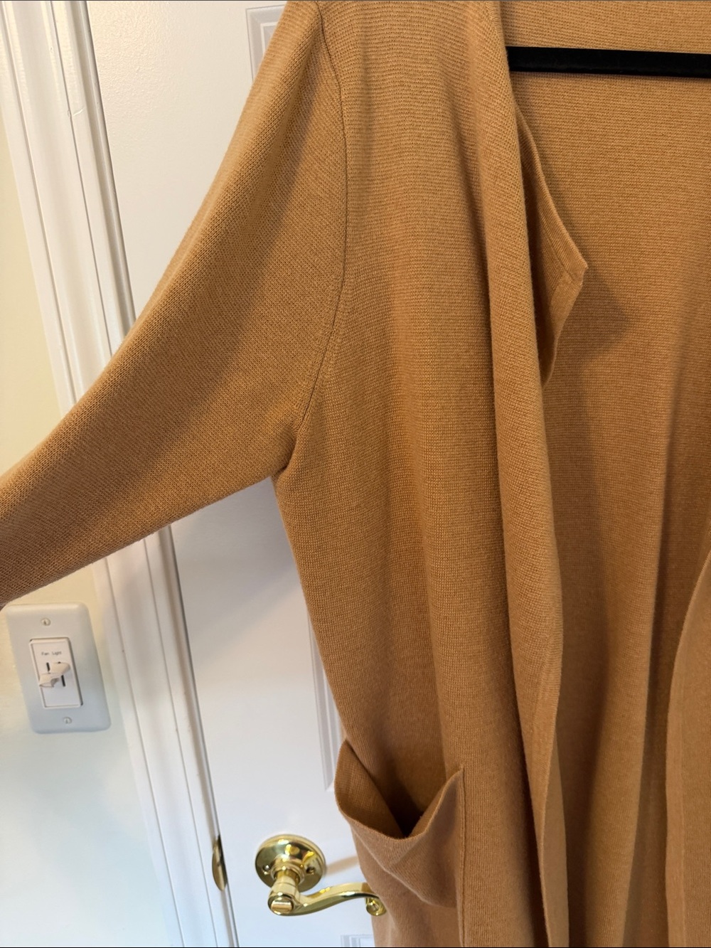 J. Crew Camel Open-Front Pocket Cardigan NWOT Large - Picture 3 of 6